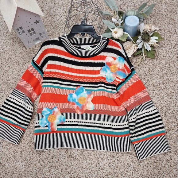 3582 S?M Promesa Upcycled Sweater in Orange and Black Pattern. - Picture 5 of 5